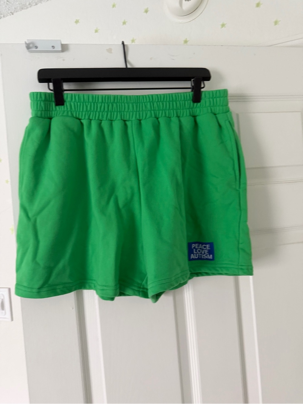 Lime French Terry Shorts NWOT peace Love autism shorts size XL PLA - Picture 2 of 5